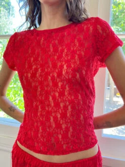 Alex Lace Tee - Tomato Lace -Fashion Shop IMG 3863 lisa says gah prefall red tee
