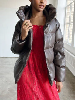 JAKKE Patricia Puffer - Chocolate -Fashion Shop IMG 3984 jakke puff brown