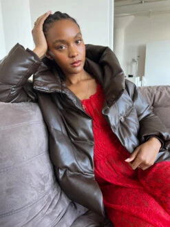 JAKKE Patricia Puffer - Chocolate -Fashion Shop IMG 3992 jakke puff brown