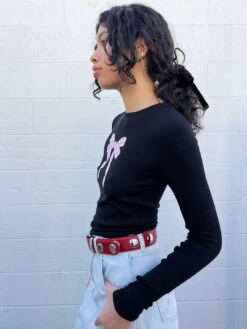 Maddie Tee - Black -Fashion Shop IMG 4074 les miss bow top black