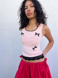 Betsey Top - Pink 10 Betsey Top - Pink -Fashion Shop IMG 4272 les miss bow tank pink