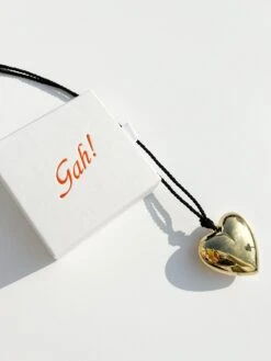 Puffy Heart Necklace - Gold/Black -Fashion Shop IMG 5012