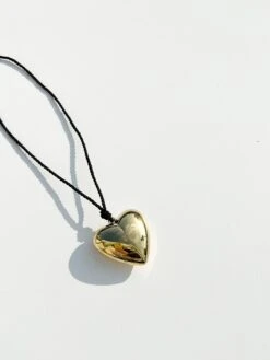 Puffy Heart Necklace - Gold/Black -Fashion Shop IMG 5013