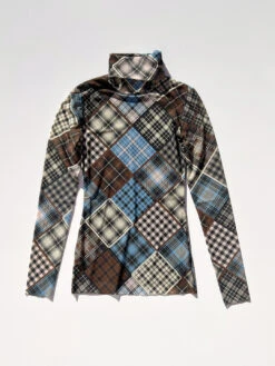 Ganni Printed Mesh Long Sleeve Rollneck - Silver Lake Blue