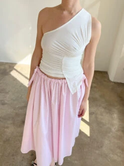 Sakae One Shoulder Top - White -Fashion Shop IMG 5555 belle the label sake shoulder top white