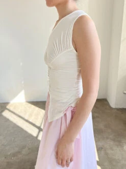 Sakae One Shoulder Top - White -Fashion Shop IMG 5560 belle the label sake shoulder top white