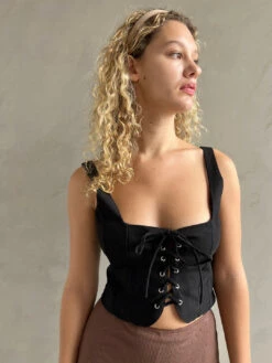 Ophelia Corset Top - Caviar Twill