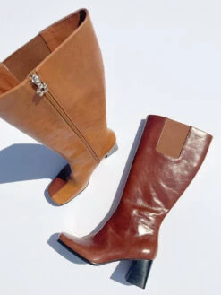 Simone Knee High Boot - Coffee/Camel Leather -Fashion Shop IMG 5844 lisa says gah shoe simone brown