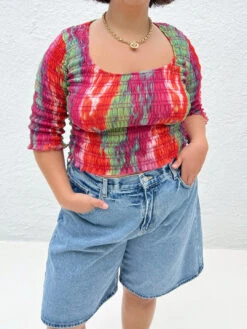 Lady Smocked Top - Summerburst -Fashion Shop IMG 5900 lisa says gah red shirt