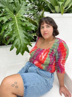 Lady Smocked Top - Summerburst -Fashion Shop IMG 5925 lisa says gah red shirt