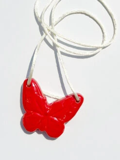 Ceramic Butterfly Necklace - Red/Ivory -Fashion Shop IMG 6007 lisa says gah choker buttefly red