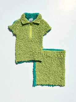 Split Popcorn Polo - Lime/Aqua -Fashion Shop IMG 6200 kkco shirt green