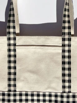 Small Heavyweight Canvas Tote - Black/ White Gingham 13 Small Heavyweight Canvas Tote - Black/ White Gingham -Fashion Shop IMG 6209 baggu tote bag gingham