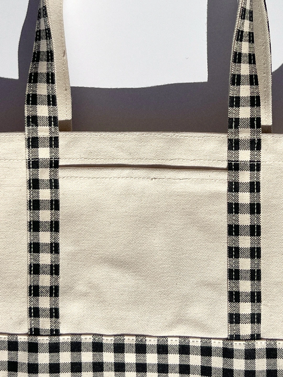 Small Heavyweight Canvas Tote - Black/ White Gingham 8 Small Heavyweight Canvas Tote - Black/ White Gingham - Image 6