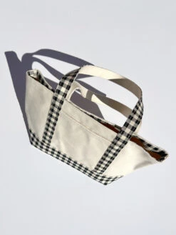 Small Heavyweight Canvas Tote - Black/ White Gingham 10 Small Heavyweight Canvas Tote - Black/ White Gingham -Fashion Shop IMG 6212 baggu tote bag gingham