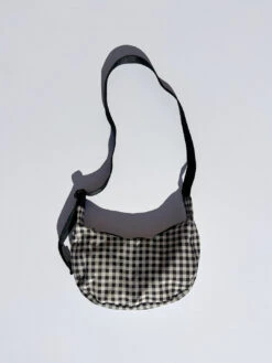 Small Nylon Crescent Bag - Black & White Gingham 11 Small Nylon Crescent Bag - Black & White Gingham -Fashion Shop IMG 6218 baggu shoulder bag check