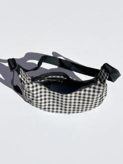 Small Nylon Crescent Bag - Black & White Gingham 12 Small Nylon Crescent Bag - Black & White Gingham -Fashion Shop IMG 6224 baggu shoulder bag check