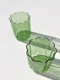 Wave Glass, Set Of 2 - Green