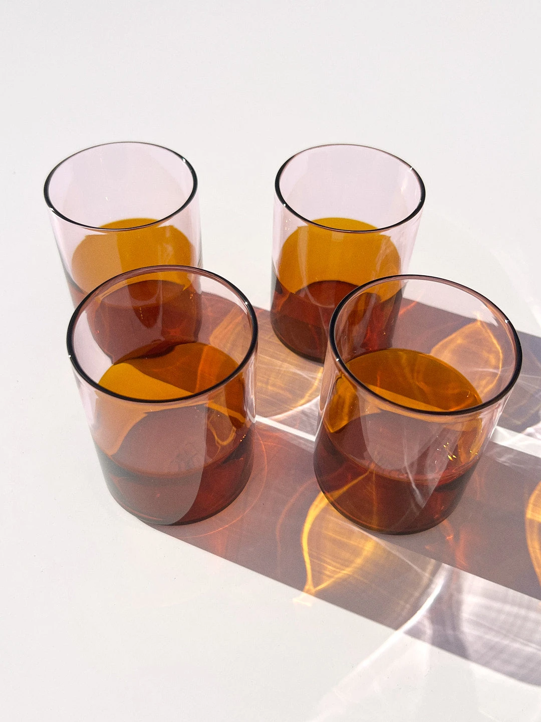 Two Tone Glasses, Set Of 4 - Pink/Amber 6 Two Tone Glasses, Set Of 4 - Pink/Amber - Image 4