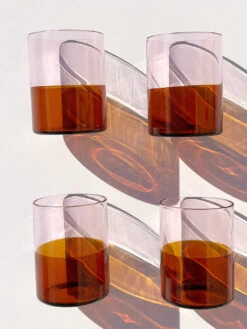 Two Tone Glasses, Set Of 4 - Pink/Amber 8 Two Tone Glasses, Set Of 4 - Pink/Amber -Fashion Shop IMG 6322 areaware glass pink