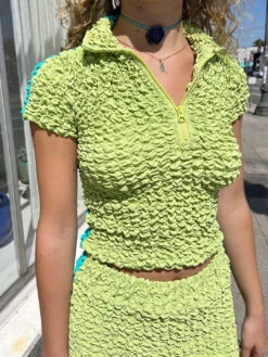 Split Popcorn Polo - Lime/Aqua -Fashion Shop IMG 6450 kkco shirt green 82cc1a91 27ad 4df3 9d0e 54ecb70cb732