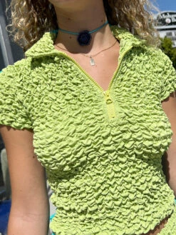 Split Popcorn Polo - Lime/Aqua -Fashion Shop IMG 6451 kkco shirt green c2c3643c 7db9 4453 8427 6aee3ff083ab