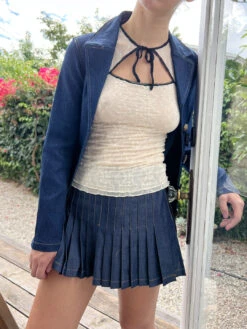 Mariposa Lace Bow Tee - Piped Cloud 10 Mariposa Lace Bow Tee - Piped Cloud -Fashion Shop IMG 6456 nia skirt denim