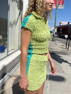 Split Popcorn Polo - Lime/Aqua -Fashion Shop IMG 6465 kkco shirt green dd517617 ca52 4723 adc5 56994043502f