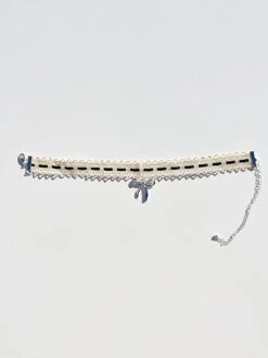 Lace Bow Choker - Black/Silver -Fashion Shop IMG 6931 lisa says gah bow choker silver