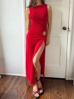 Savannah Cinch Dress - Red Slinky