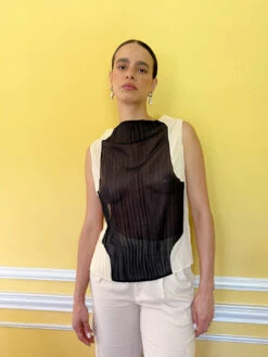 Mockneck Tank - Black/Cream -Fashion Shop IMG 7210 nin tank beige