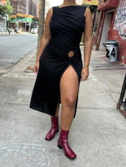 Savannah Cinch Dress - Black Slinky -Fashion Shop IMG 7256 lisa says gah dress black