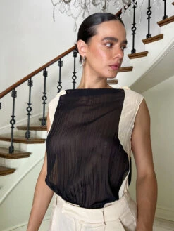 Mockneck Tank - Black/Cream