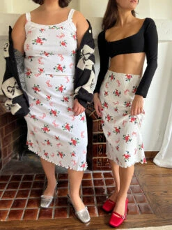 Sandy Midi Skirt - Pointelle Bouquet -Fashion Shop IMG 7395 lisa says gah bisou sandy skirt pointelle