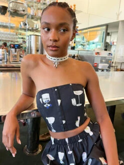 Lace Bow Choker - Black/Silver -Fashion Shop IMG 7455 lisa says gah allina liu martini bustier