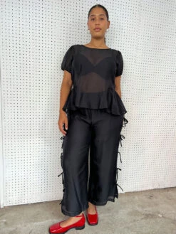Evelyn Tie Pant - Black Organza 15 Evelyn Tie Pant - Black Organza -Fashion Shop IMG 7526 lisa says gah pants bow black