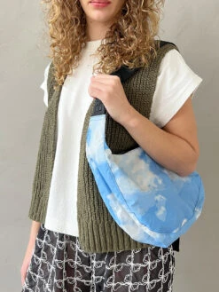 Medium Nylon Crescent Bag - Clouds -Fashion Shop IMG 7916 baggu shoulder bag cloud