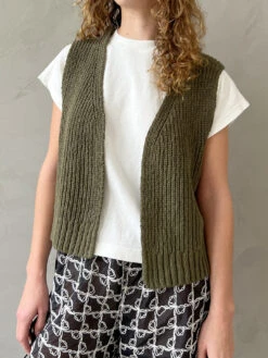 Granny Cotton Vest - Olive Green