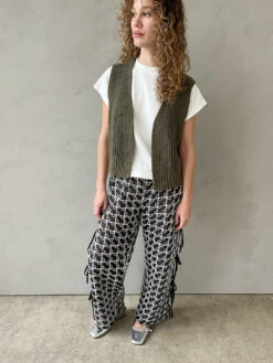 Granny Cotton Vest - Olive Green -Fashion Shop IMG 7926 le bon shoppe knit vest green