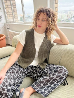 Granny Cotton Vest - Olive Green -Fashion Shop IMG 7938 le bon shoppe knit vest green