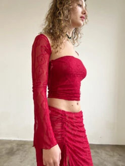 Mariposa Lace Bolero - Goji Berry 11 Mariposa Lace Bolero - Goji Berry -Fashion Shop IMG 7975 second skin bolero top red