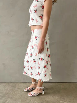 Sandy Midi Skirt - Pointelle Bouquet -Fashion Shop IMG 8069 lisa says gah bisou alex tee pointelle