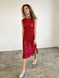 Orchid Midi Dress - Ruby