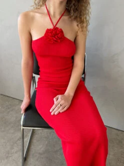 Coeur Knit Dress - Cherry