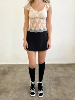 Floral Lace Flutter Sleeve Top - Cream -Fashion Shop IMG 8276 second skin white lace top