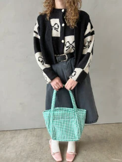 Mini Cloud Bag - Green Gingham -Fashion Shop IMG 8393 baggu tote bag gingham green