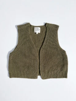 Granny Cotton Vest - Olive Green -Fashion Shop IMG 8691 le bon shoppe knit vest green