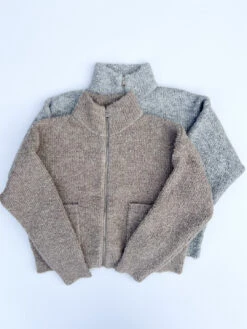 Louie Jacket - Smoke -Fashion Shop IMG 8707 le bon shoppe sweater zip brown