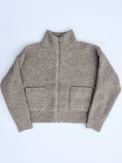 Louie Jacket - Smoke -Fashion Shop IMG 8711 le bon shoppe sweater zip brown