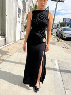 Savannah Cinch Dress - Black Slinky -Fashion Shop IMG 8970 lisa says gah dress black